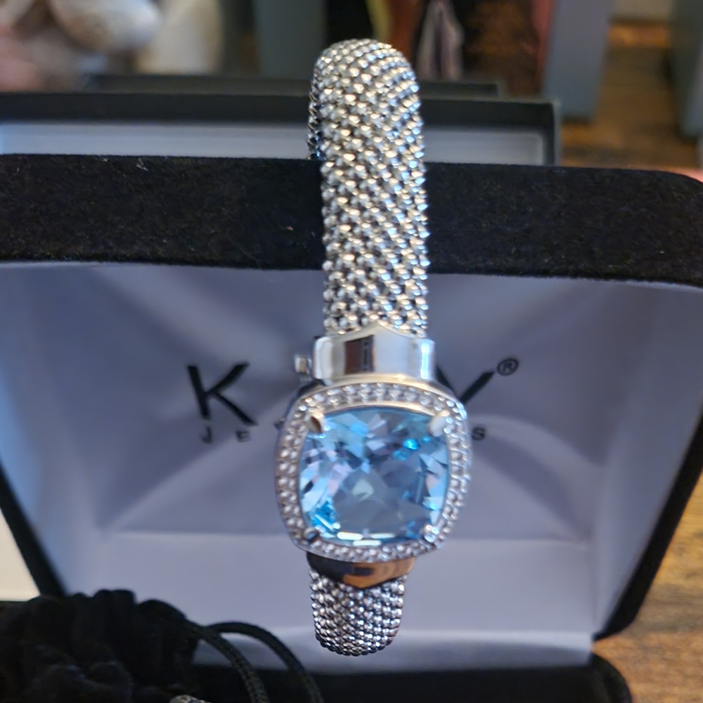 KAY Jewelers Silver Bracelet with Blue Gem